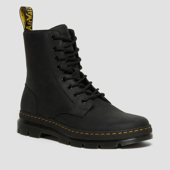 DR.MARTENS COMBS COMBAT BOOT COLOR BLACK, LEATHER SIZE 9 MEN'S & 1… - Picture 1 of 9